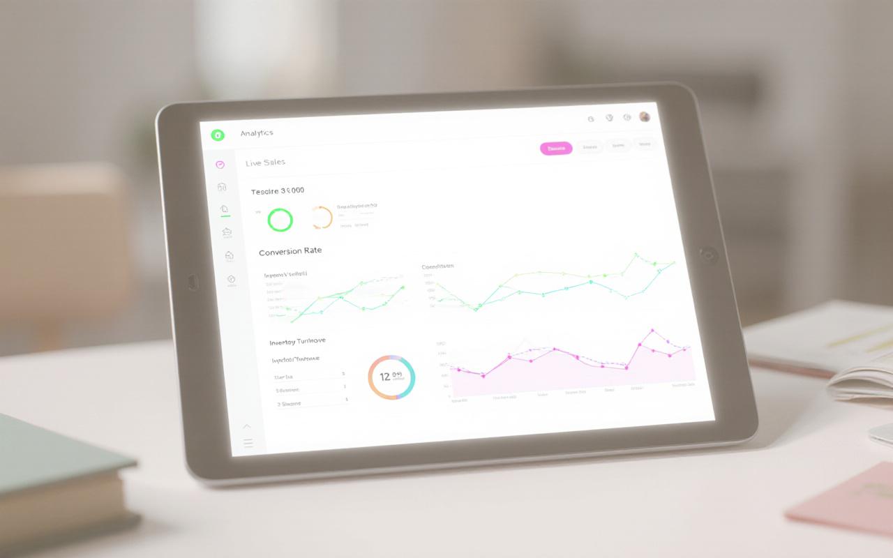 Custom e-commerce analytics dashboard showing live sales and conversion metrics
