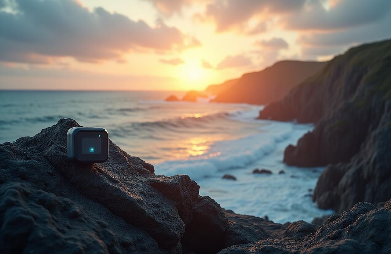 British coastline with monitoring equipment